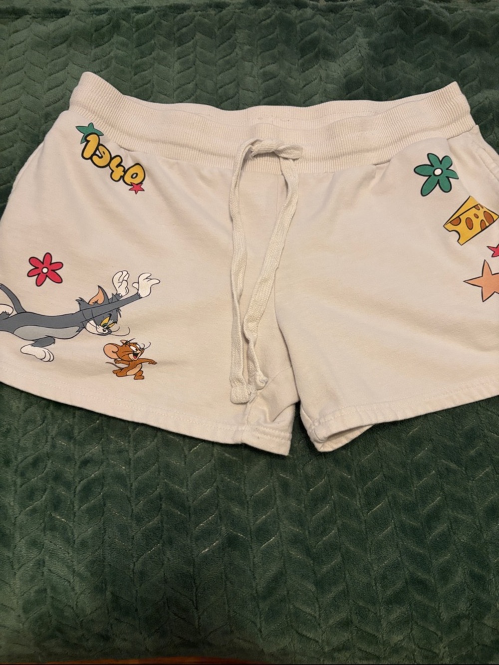 Tom And Jerry Shorts Drawstring White Juniors XL 15/17
